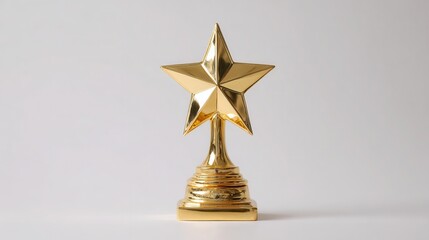 Stunning photo of gold star trophy on plain white background symbolizing achievement and success.