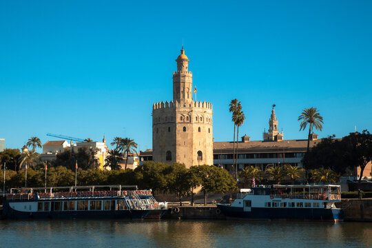 Torre del Oro and Guadalquivir River in Seville, Spain