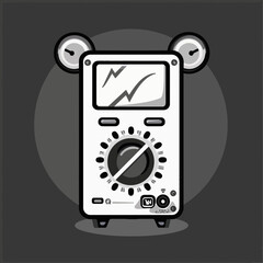 Fototapeta premium Vintage Electronic Device Illustration Retro Radio Meter Design