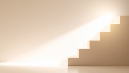 Obraz premium Ascending Steps to Success Light Beam Minimalist Background.