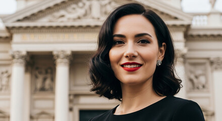 Stylish Woman by Historical Building