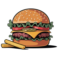 hamburger on white background