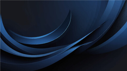 abstract dark blue and black background with large overlapping line shapes and small texture or particles. Smooth gradient lighting from left to right, with subtle grainy details.