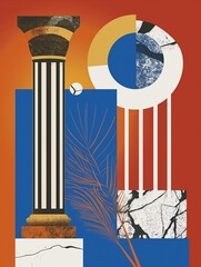 Mid-Century Modern Abstract Geometric Composition
