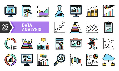 Colorful Data Analysis Icons for Business Presentations.