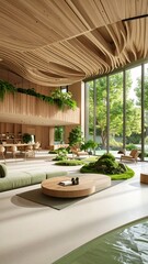 Luxurious Eco-Friendly Modern Home Interior Design with Green Living Spaces.