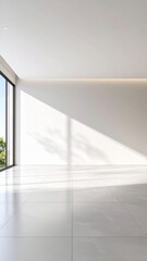 Sunlit Modern Minimalist Interior Room Design Empty Space.