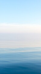 Serene Calm Blue Water Horizon Peaceful Sky Abstract Background.