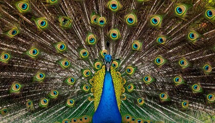 Obraz premium Peacock displaying vibrant plumage