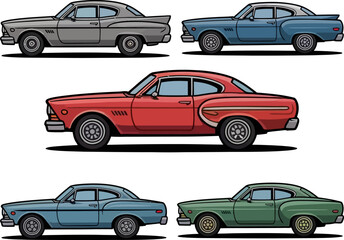 vintage old days retro model car design set