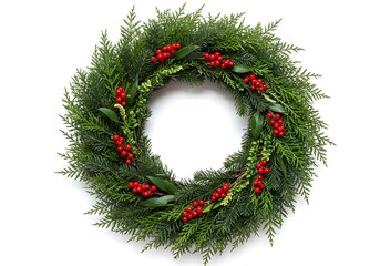 Holiday Wreath: Festive Green & Red Christmas Garland