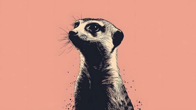 Crisp vector artwork featuring a 2D meerkat silhouette on a transparent canvas with bold contours and elegant minimalism, ideal for digital illustration