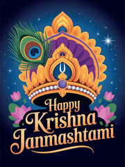 Happy Krishna Janmashtami Festival Celebration Poster Design
