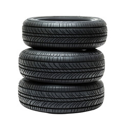 Three black tires stacked vertically