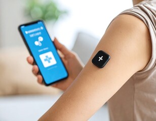 Person using a mobile app for glucose monitoring