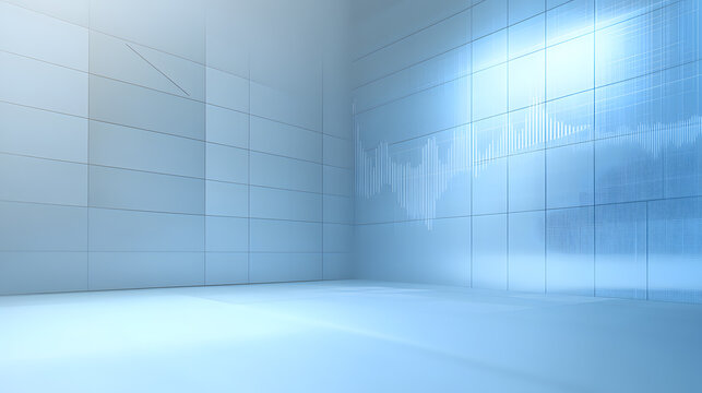 Minimalist Room with Grid Pattern and World Map Projection