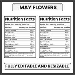 may flower nutrition facts
spring flower nutrition label
floral nutrition facts template
flower wellness facts
botanical nutrition facts
may blooms infographic
springtime health concept
