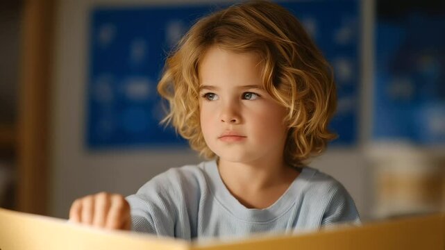Child Learning to Read with Phonics Chart and Storybook