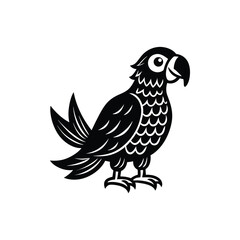 Obraz premium Minimal Colorful Talking Parrot Cartoon icon vector illustration