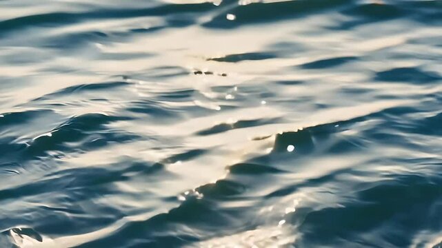 Soft silver ripples shimmer calm sea their sparkling highlights captured mesmerizing K macro conveying summer serenity tranquil vacation vibes