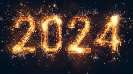 Sparkling '2024' Text Against a Dark, Festive Background