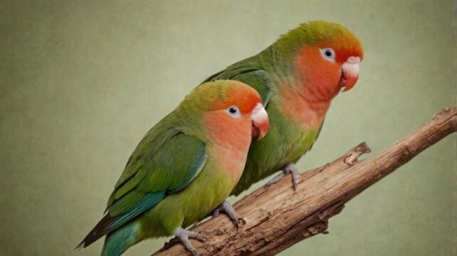 Two parakeets perched on a branch