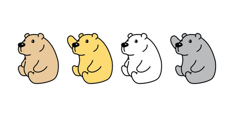 Bear vector polar bear sitting icon fat teddy cartoon character doodle logo illustration symbol design