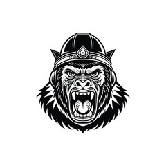 Obraz premium Minimal Angry Chimpanzee Tribal Face icon vector illustration 