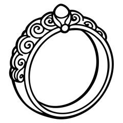 Vintage Filigree Ring Line Art