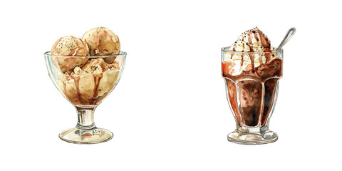 affogato watercolor vector illustration
