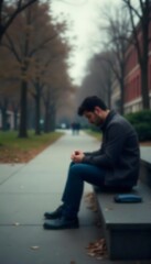 Generative AI Depiction of Contemplative Loneliness in Urban Autumn