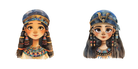 african celopatra watercolor vector illustration