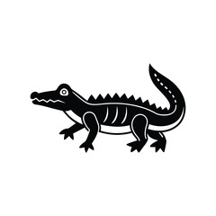 Naklejka premium Minimal a walking alligator icon vector illustration 