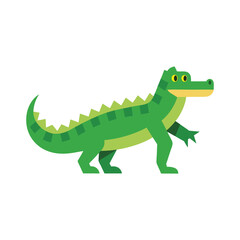 Fototapeta premium Minimal a walking alligator icon vector illustration 