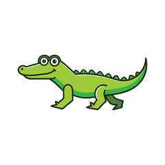 Minimal a walking alligator icon vector illustration 