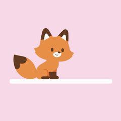 Cute orange fox illustration on a pink background