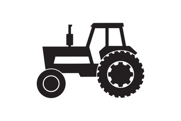 Heavy-Duty Farm Tractor Silhouette Clipart in Black and White