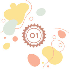 Abstract Number One Badge with Pastel Shapes for Modern Design Projects and Presentations