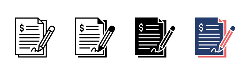Loan Agreement icon sheet multiple style collection