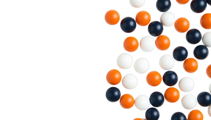 Colorful spheres cluster on black background