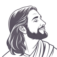 Vector Illustration of the Face of Jesus Christ with CMYK Color Palette