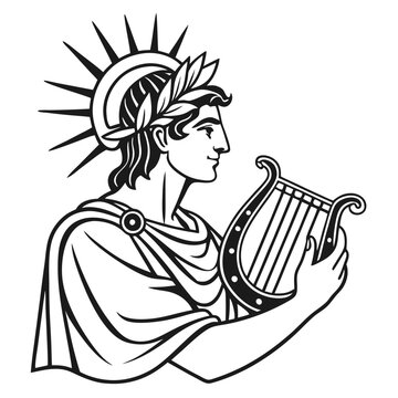 Apollo Illustration God of Music Poetry Light and Prophecy with Animal Companion