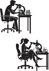 Laboratory Scientist Microscope Vector Silhouette