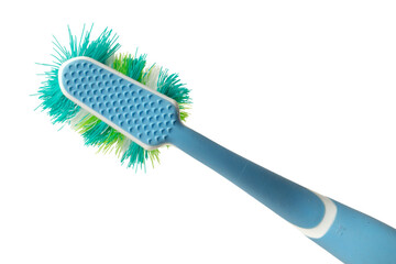 old used toothbrush on a white background