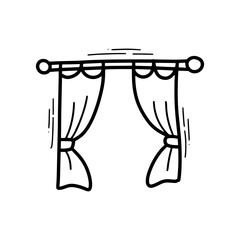 Hand Drawn Curtain Illustration. Doodle Vector. Isolated on White Background - EPS 10 Vector