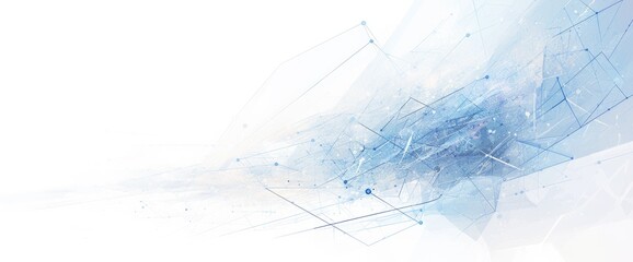 Fototapeta premium Abstract technology banner template with digital connections and global network concept on white, light blue and gray colors for web design or presentation.