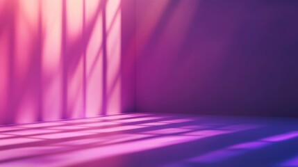 Pink and purple room corner with sunlight streaming through window, casting shadows on wall and floor.