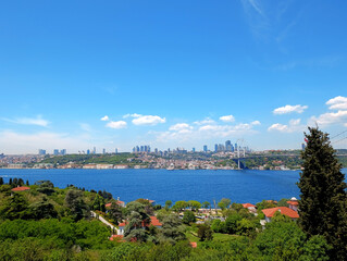 Istanbul city view from the Nakkastepe National Garden in summer, Turkey