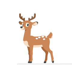 Cute Cartoon Deer Character Illustration on White Background