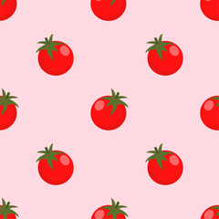 Red tomato vector seamless pattern.